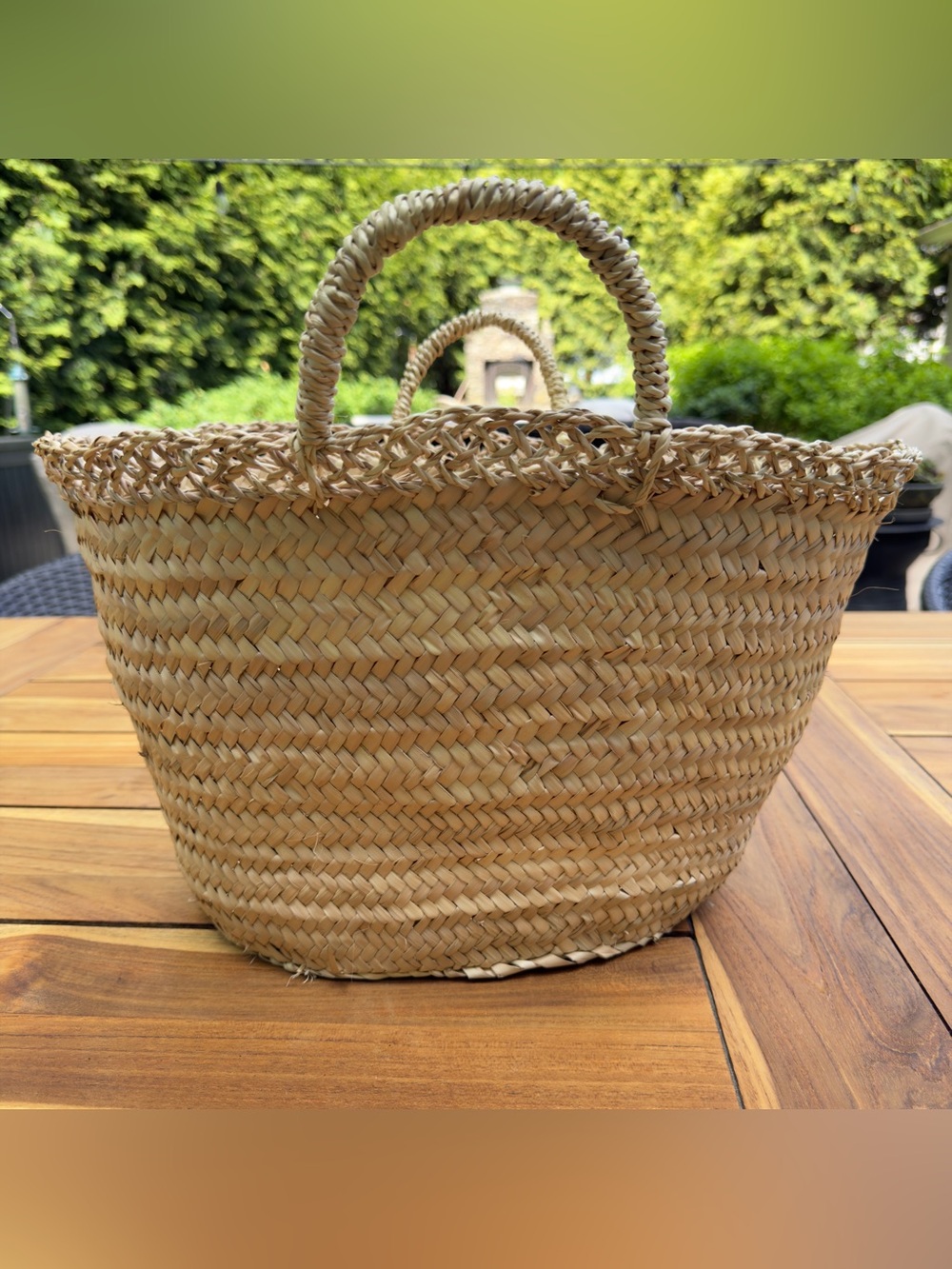 Classic Straw Market Basket 18” W x 7” D x 10” H